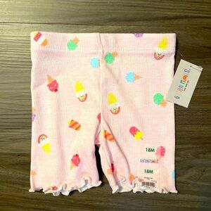Garanimals Pink Ice Cream Baby Ribbed Crinkle Cut Biker Shorts size 18M-NWT